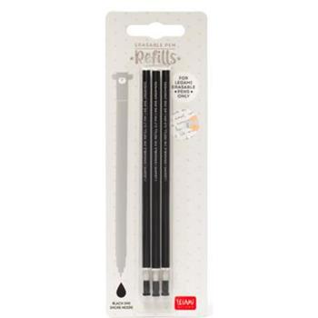 Legami - Refill per Penna Gel Cancellabile, Set 3 Pezzi, Inchiostro Termosensibile Nero, Punta 0,7 mm