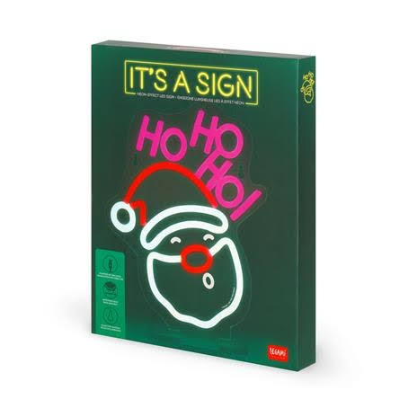 Legami - Insegna Luminosa Led a Effetto Neon, Decorazione, For Indoor Use Only, Base Removibile, Alimentazione con Cavo Type-C, Tema Santa Claus, 21 x 26.5 cm