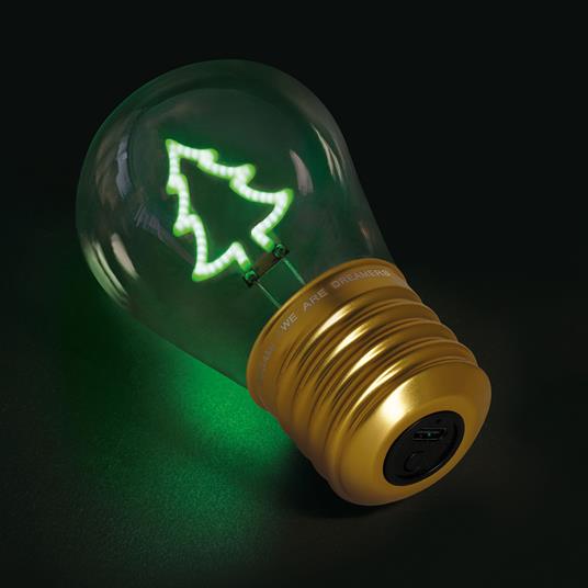Legami - Lampada da Tavolo a forma di Lampadina, For Indoor Use Only, Ricaricabile con Cavo USB, Senza Fili, Tema Xmas Tree, 6.8 x 10.3 cm