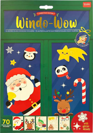 Legami - Set di 70 Adesivi Elettrostatici per Finestra, Christmas Edition, Stickers Elettrostatici, Decorazioni Finestre, Addobbi da Finestra Riposizionabili e Riutilizzabili, Antistrappo