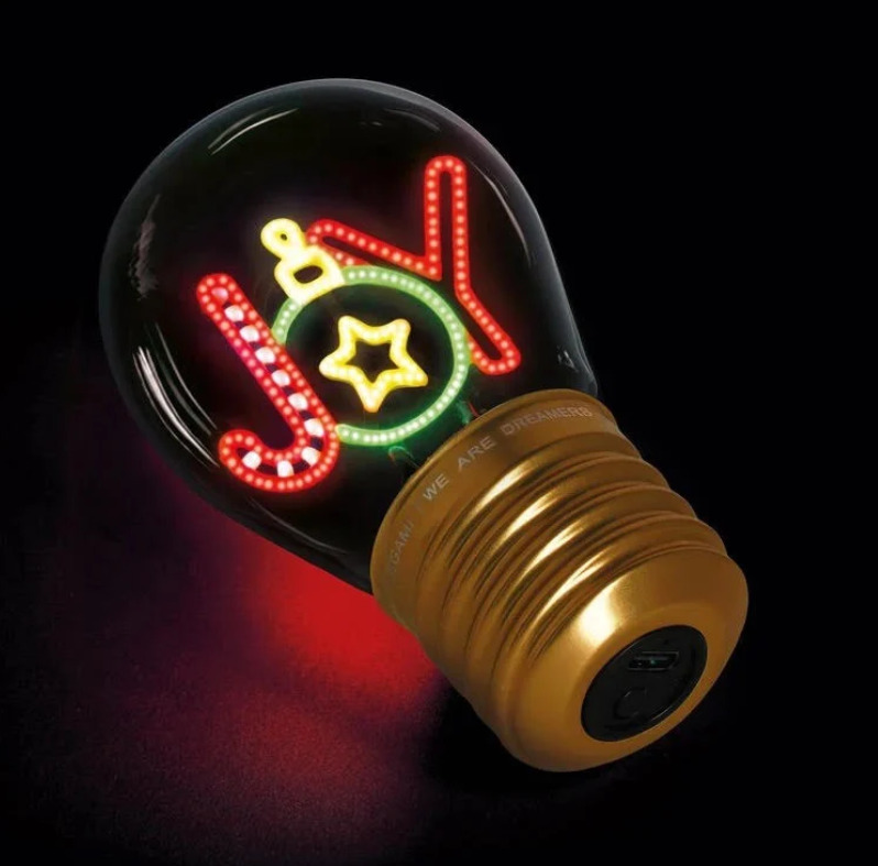 Legami - Lampada da Tavolo a forma di Lampadina, For Indoor Use Only, Ricaricabile con Cavo USB, Senza Fili, Tema Joy, 6.8 x 10.3 cm