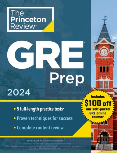 Princeton Review GRE Prep, 2024 5 Practice Tests + Review & Techniques + Online Features