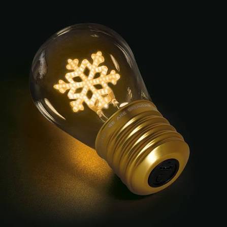 Legami - Lampada da Tavolo a forma di Lampadina, For Indoor Use Only, Ricaricabile con Cavo USB, Senza Fili, Tema Snowflake, 6.8 x 10.3 cm