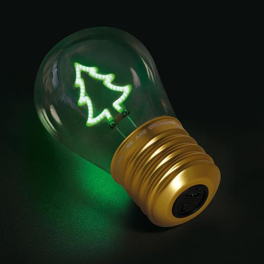 Legami - Lampada da Tavolo a forma di Lampadina, For Indoor Use Only, Ricaricabile con Cavo USB, Senza Fili, Tema Xmas Tree, 6.8 x 10.3 cm