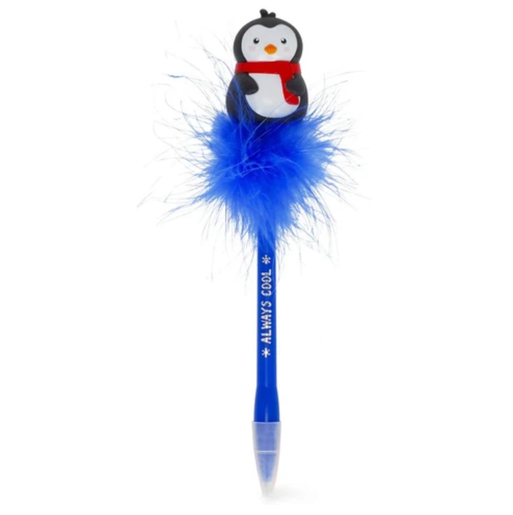 Legami - Penna a Sfera con Pinguino luminoso, Inchiostro Blu, Punta da 0,7 mm, per Bambini e Adulti, Tema Penguin, 3.5 x 20 cm