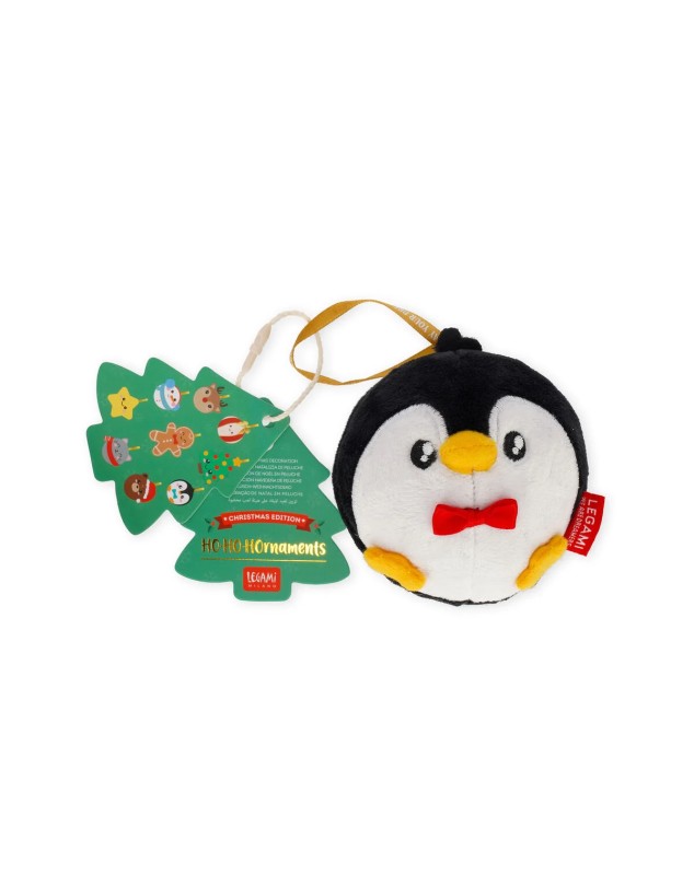 Legami - Decorazione Natalizia in Peluche Oh-Oh-Ornaments, Tema Penguin, Pallina di Natale, da Appendere all'Albero, in Poliestere, 9 x 10 x 4 cm