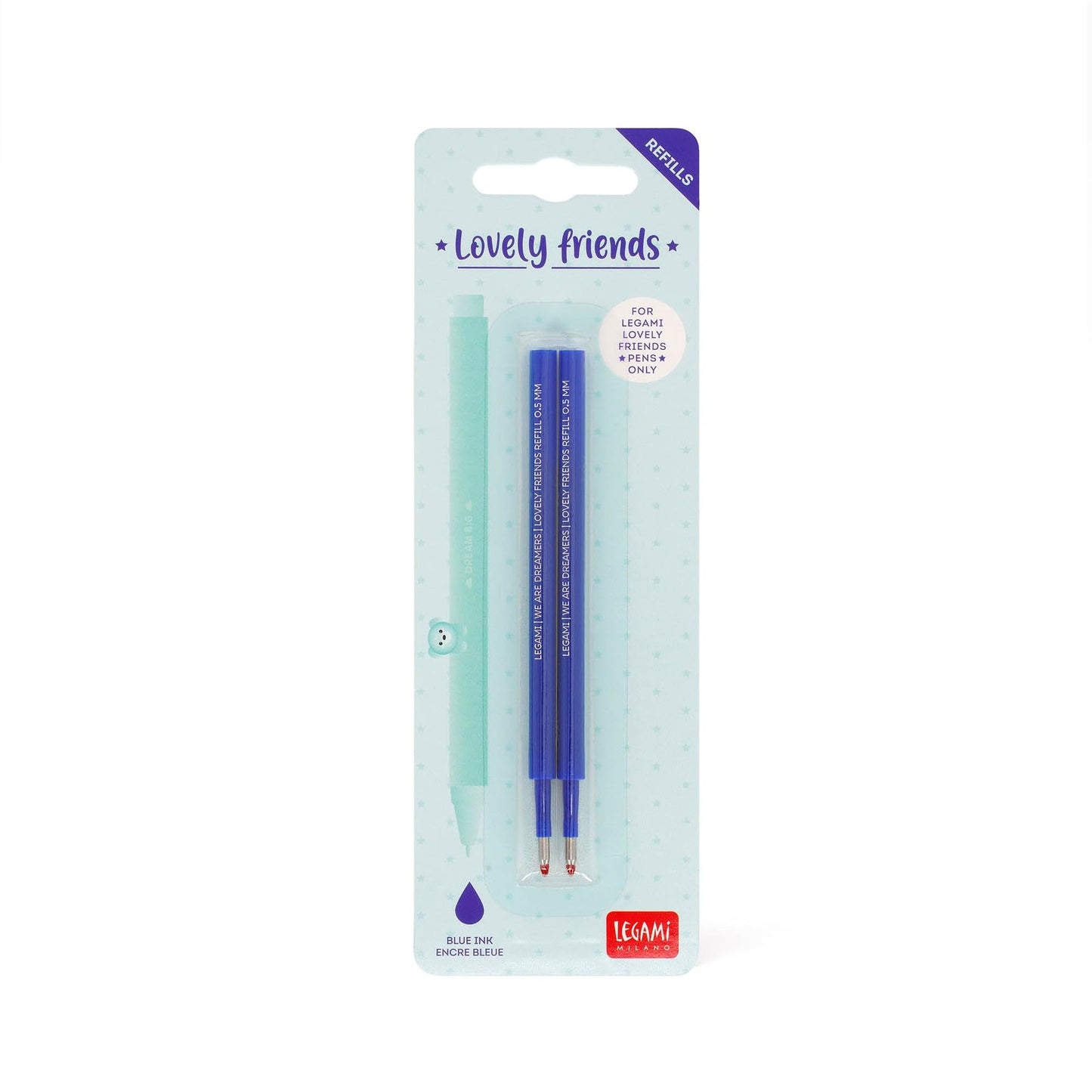 Legami Lovely Friends Refill Set - Blue Ink - Set of 2
